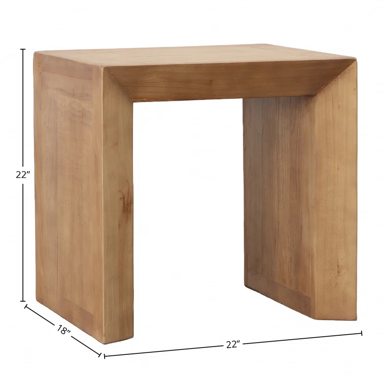 Dovetail Furniture Sonya 22" Wide Reclaimed Pine Wood Side Table, Natural