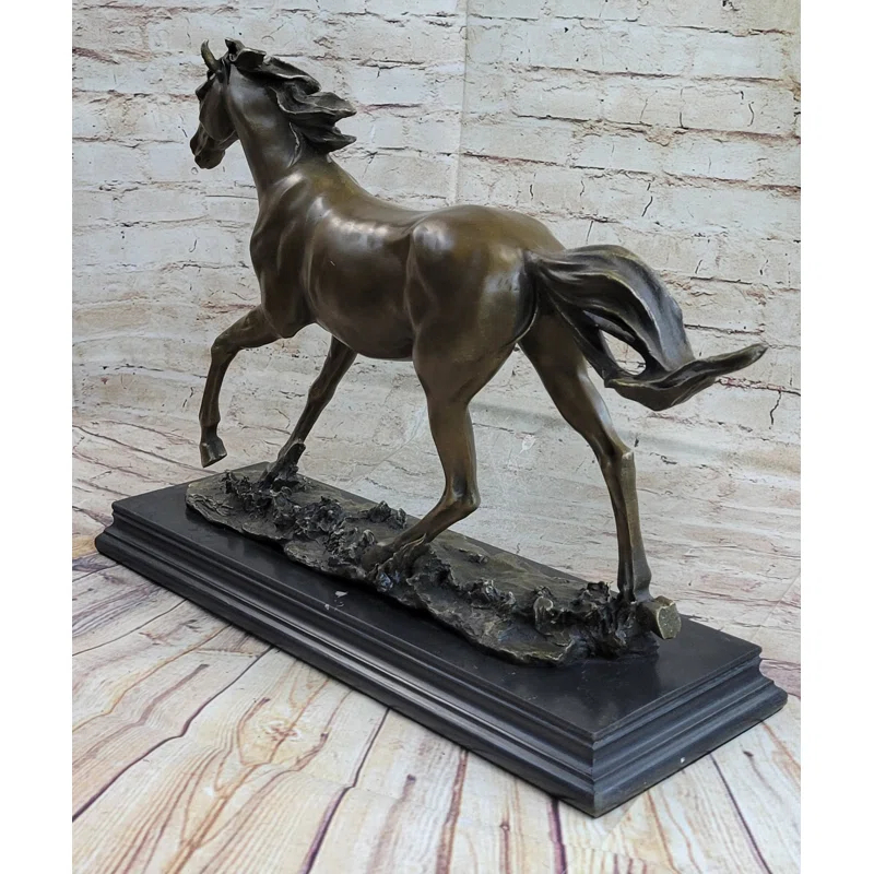 Canora Grey Galloping Horse Bronze Statue Sculpture Equestrian Art Pj Mene 15 Inches X 24 Inches