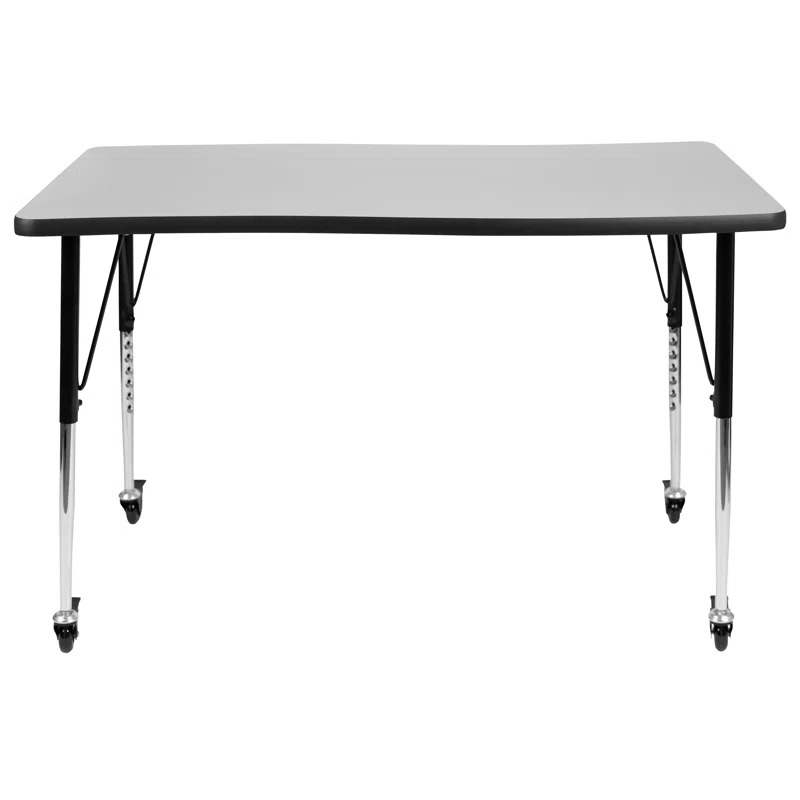 Flash Furniture Goddard 28"W x 47.5"L Rectangular Wave Collaborative Grey Adjustable Height Activity Table