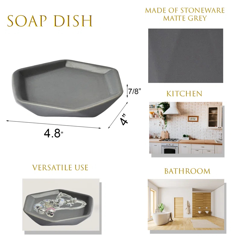 Evideco Diamond Stoneware Bathroom Soap Dish Cup