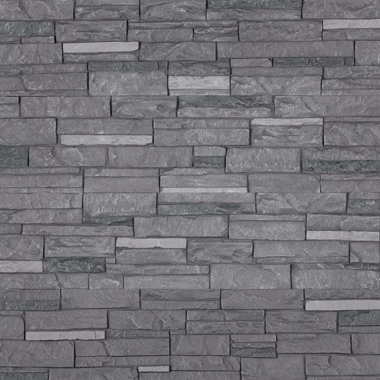 DuraKwik Stone 13" x 48.43" Ledgestone Stone Wall Paneling in Gray Volcano Ash