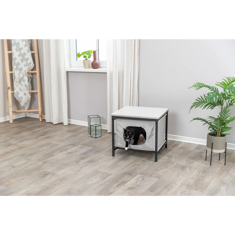 TRIXIE Emmie Indoor Cat Condo, Cat Bed Side Table & Nightstand, Cat Hideaway Cave with Cozy Cushion
