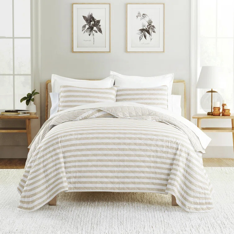 Becky Cameron Quilt Set- Lightweight - All Season Coastal Stripe Bedding