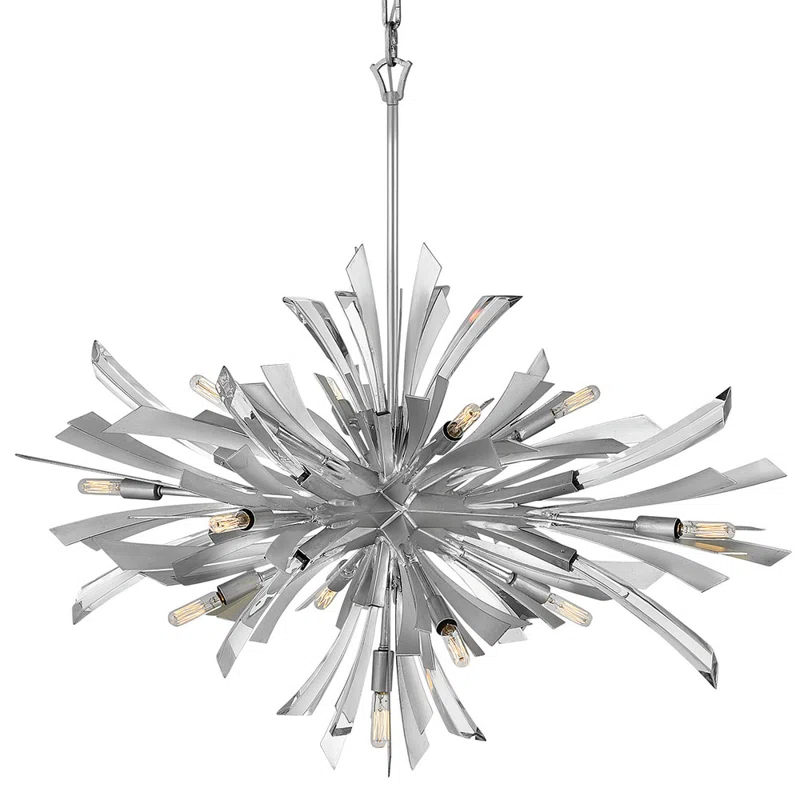 Fredrick Ramond Vida 36" Thirteen-Light Modern Horizontal Hanging Chandelier w/ Crystal Accents