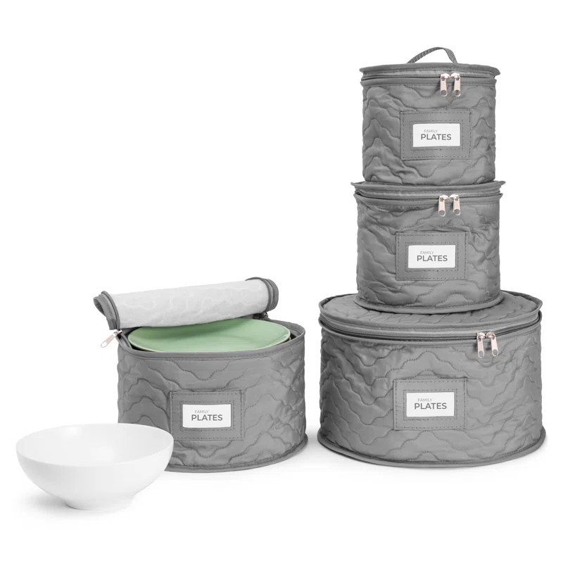 Sorbus 4 Piece Quilted Dinnerware Storage Set