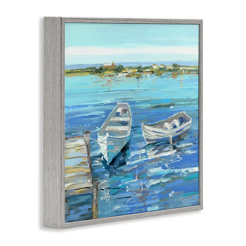 Stupell Industries " Serene Rowboats Ocean Dock " by Sally Swatland Painting Print