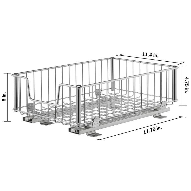 Trinity TRINITY 11.5 in. W x 6.25 in. H x 17.75 in. D Chrome Steel Wire in Cabinet Sliding Drawer