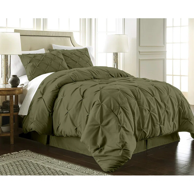 Chezmoi Collection Berlin Pintuck Microfiber 3-Piece Comforter Set