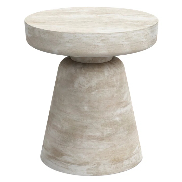 Simpli Home Robbie 16"W Solid Mango Wood Round Accent Table with Sculptural Design