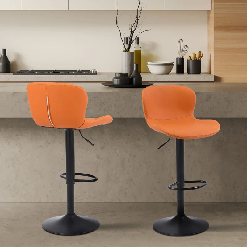 Illyas Swivel Upholstered Adjustable Height Counter Stool with Metal Frame