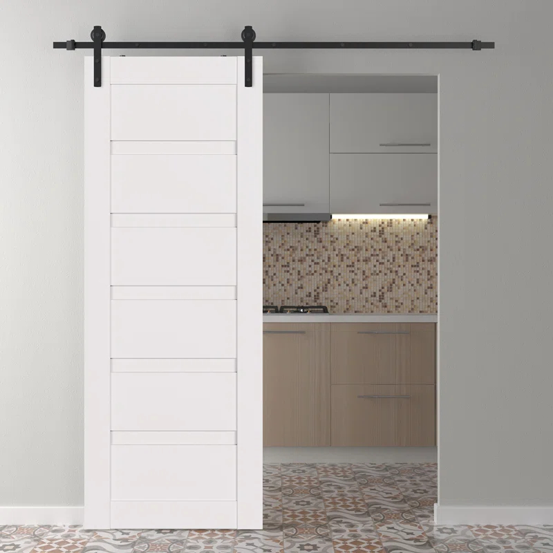 Belldinni Louver Solid + Manufactured Wood Paneled with Installation Hardware Kit Barn Door