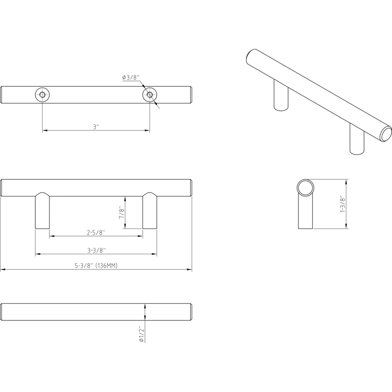 Elements by Hardware Resources Naples 3" Center to Center Bar Pull (Set of 10)