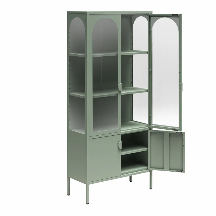CosmoLiving by Cosmopolitan Chloe Tall Metal Display Cabinet with 2 Arched Glass Doors