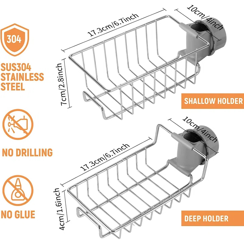 Rebrilliant Janay Tension Pole Stainless Steel Shower Caddy