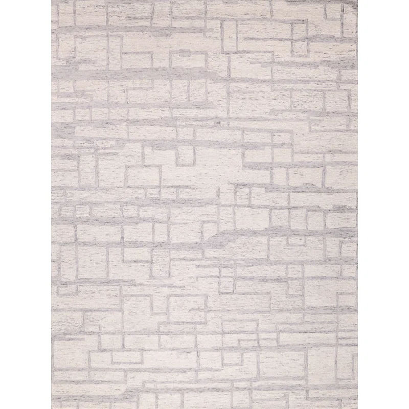 Exquisite Rugs Naturals Handmade Hand-Tufted New Zealand Wool On Canvas Ivory/Gray Area Rug