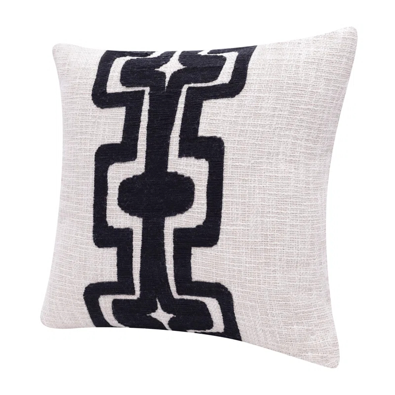 Geometric Handmade Cotton Wool Blend Decorative Throw Pillow