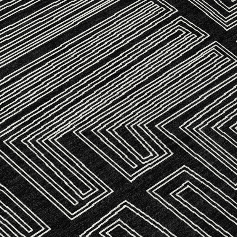 Machine Washable Indoor/Outdoor Chayden ACN1045 Black Rug