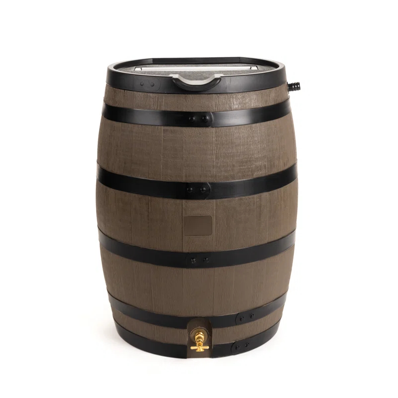 RTS Companies 55 Gallon Premium Eco Flat Back Rain Barrel with Removable Lid