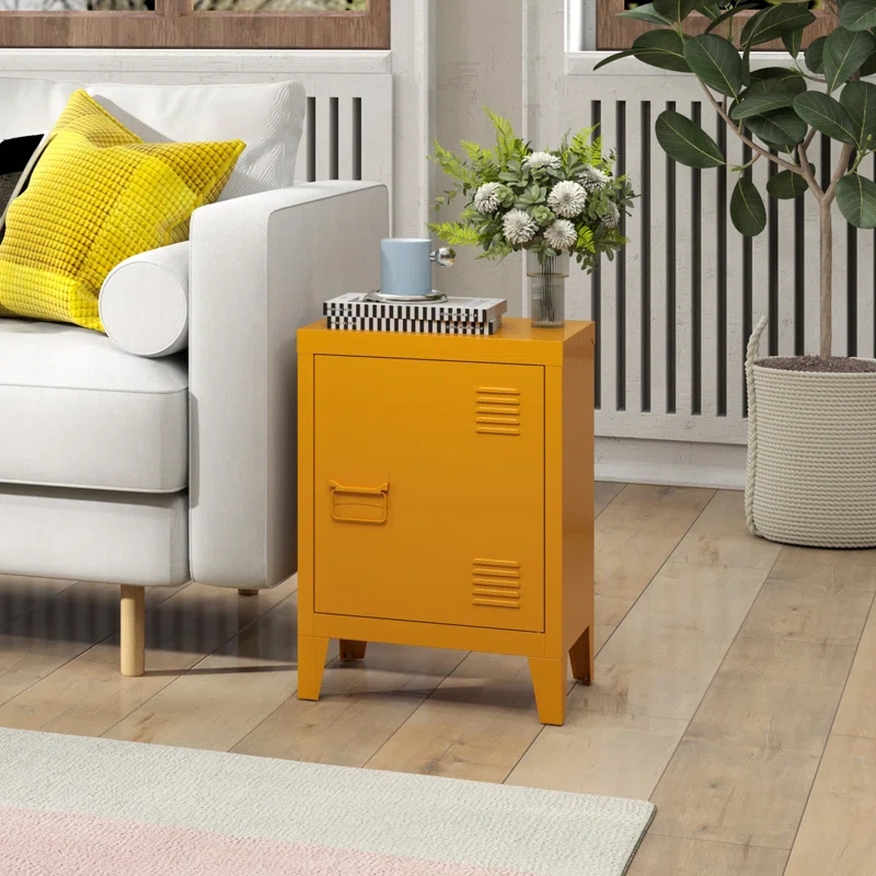 Modern Nightstand - Durable Metal Bedside Storage Cabinet