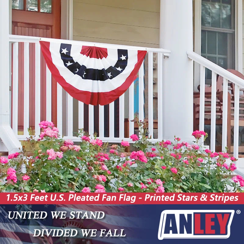 ANLEY USA Pleated Fan Flag, 1.5x3 ft American US Bunting Flag (Set of 2)