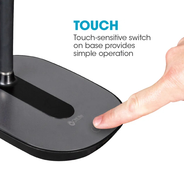 OttLite OttLite Strive LED Desk Lamp with USB, Flexible Neck, 3 Brightness Settings with Touch Controls