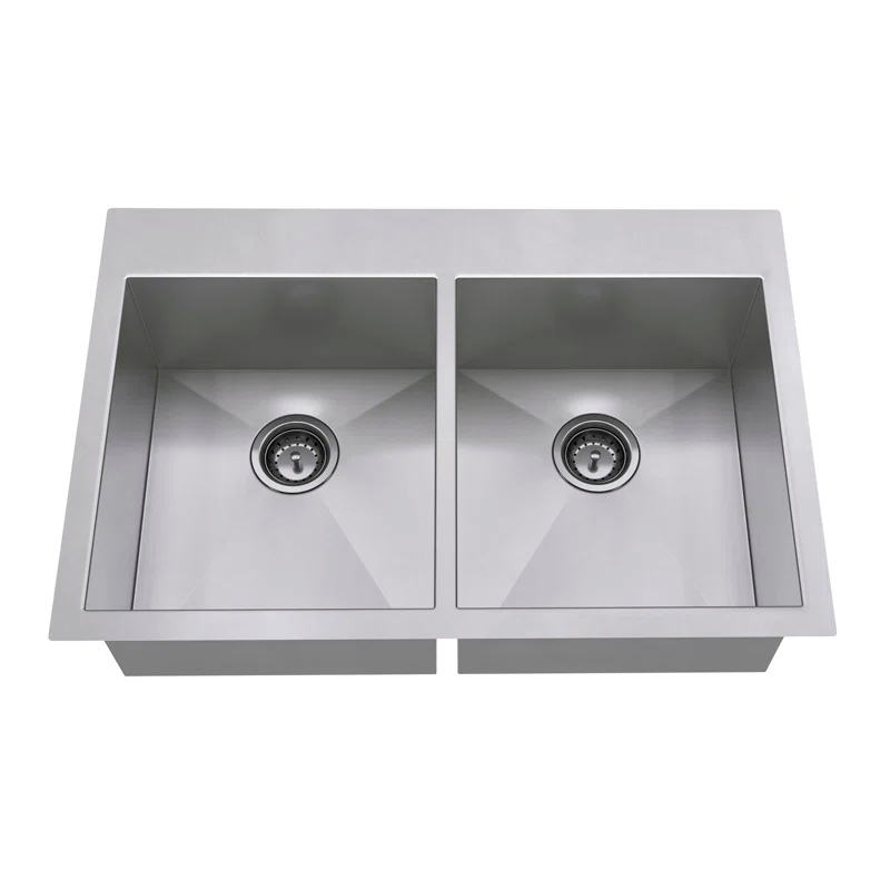 Edgewater 33'' L Undermount Double Bowl Stainless Steel Kitchen Sink