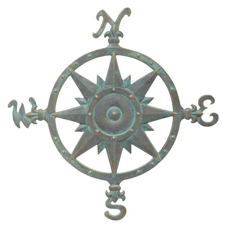 Bronze Verdigris Nautical Compass Rose Wall Decor