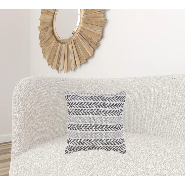 HomeRoots 18" Gray and White Throw Pillow