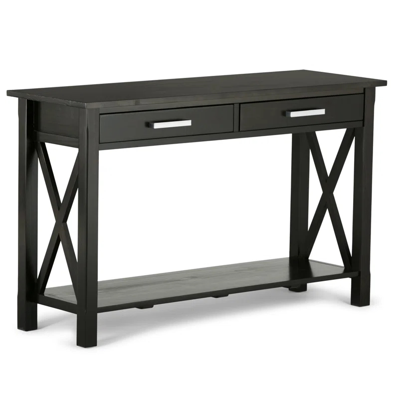 Simpli Home Kitchener 47"W Solid Wood Contemporary Storage Console Table with 2 Drawers and Bottom Storage Shelf