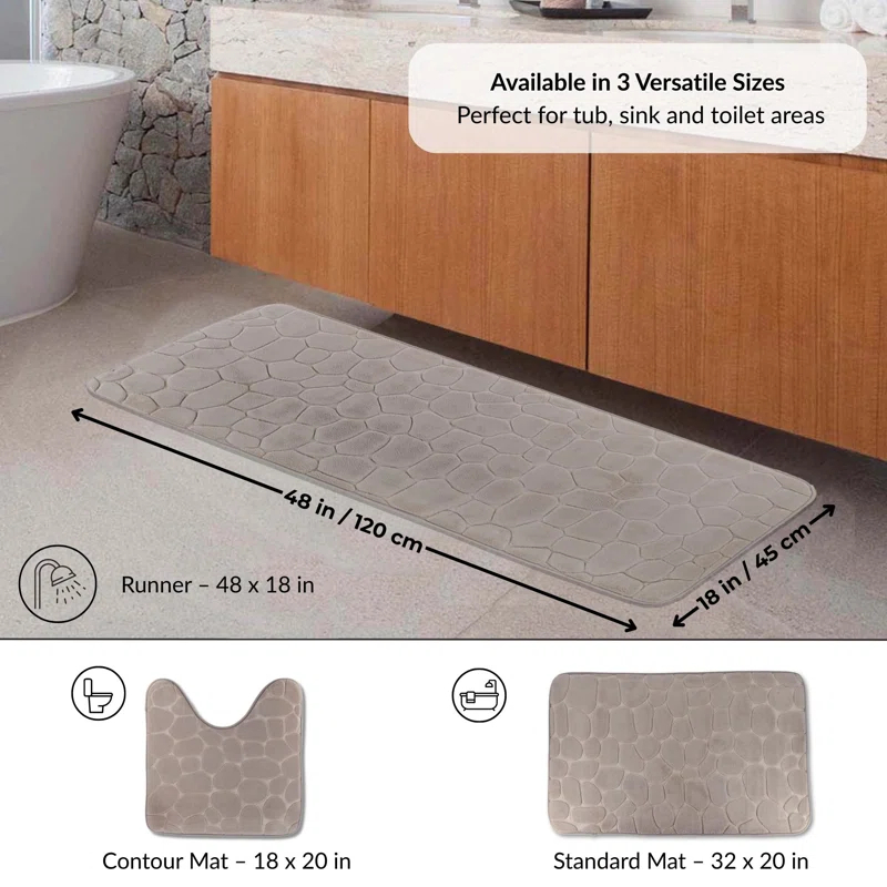 Evideco Pebble Runner Mat - Memory Foam - 48"L x 18"W for Kitchen, Bathroom and more & Reviews | Wayfair