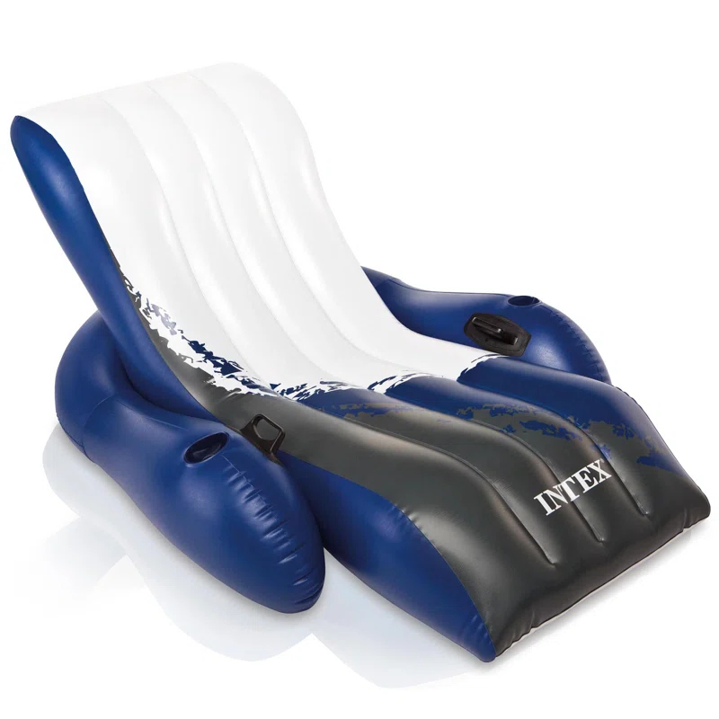 Intex Inflatable Floating Pool Recliner Chair with Cup Holders Large Outdoor