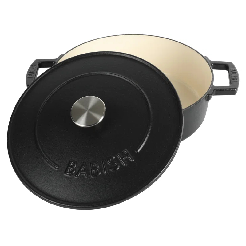 Babish 3 Quarts Non-Stick Enameled Cast Iron Braiser with Lid