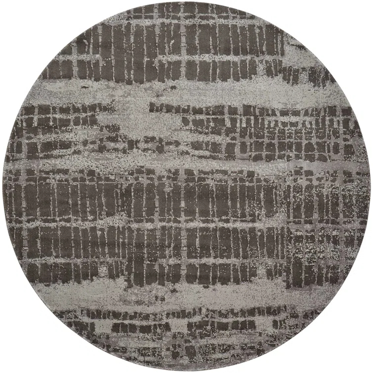Williston Forge Kyum Abstract Machine Made Loomed Round 8' x 8' Wool Area Rug in Beige/Brown
