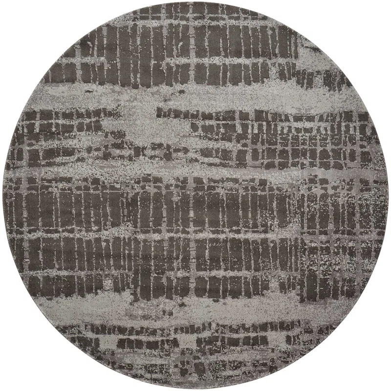 Williston Forge Kyum Abstract Machine Made Loomed Round 8' x 8' Wool Area Rug in Beige/Brown