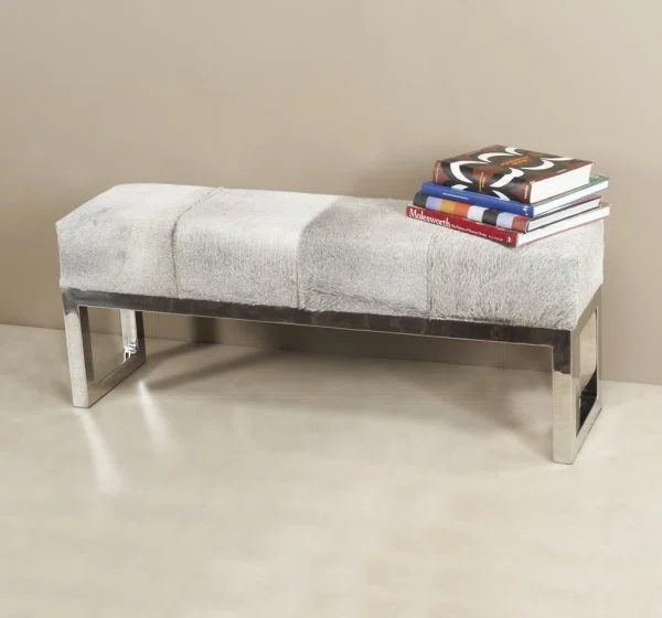 Interlude Moro Genuine Leather Upholstered Bench