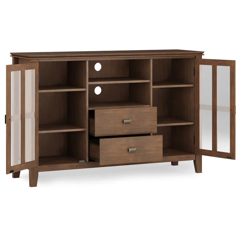 Simpli Home Artisan 53"W Solid Wood Contemporary Tall TV Stand for TVs up to 60" with Adjustable Shelves