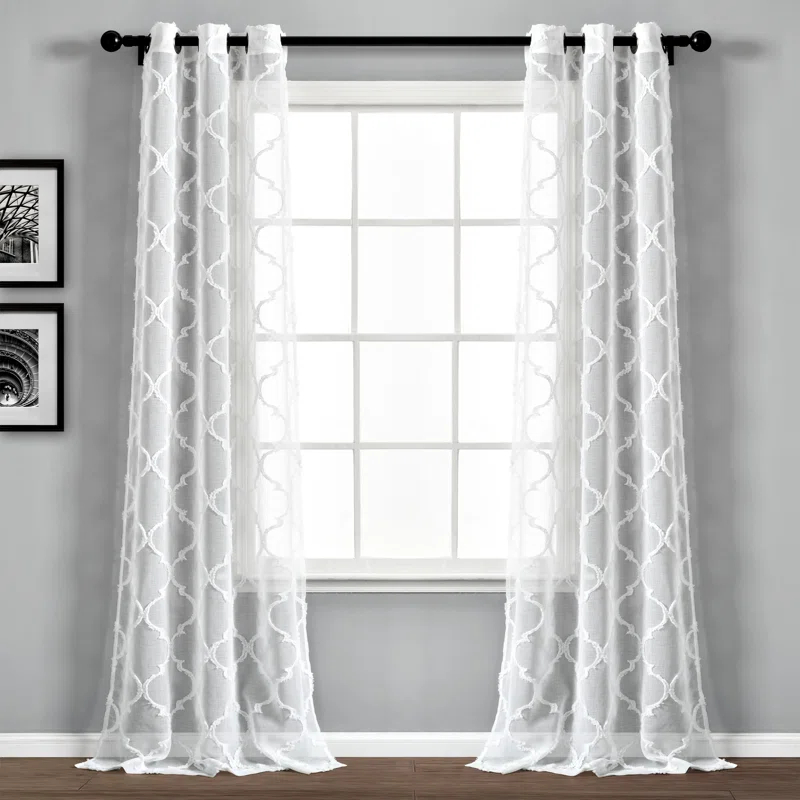 Lush Decor Avon Trellis Sheer Trellis Sheer Curtain Panels (Set of 2)