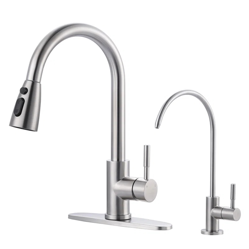 ARCORA ARCORA Stainless Steel Pull-Down Kitchen Faucet and Water Filter Faucet Combo AR7100301-L