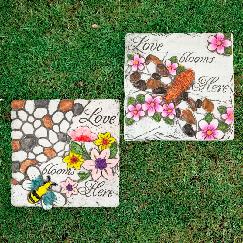Northlight Seasonal Love Blooms Here' Floral Outdoor Garden Stones