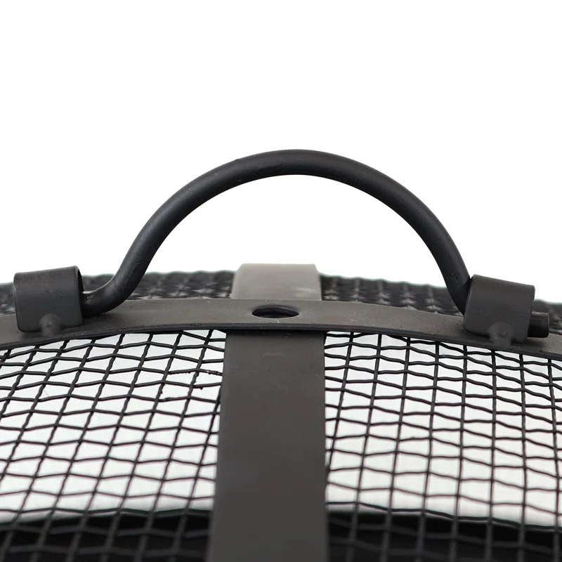 SunnyDaze Decor 30" Wood-Burning Black Finish Steel Fire Pit Bowl with Screen, Grate, and Poker