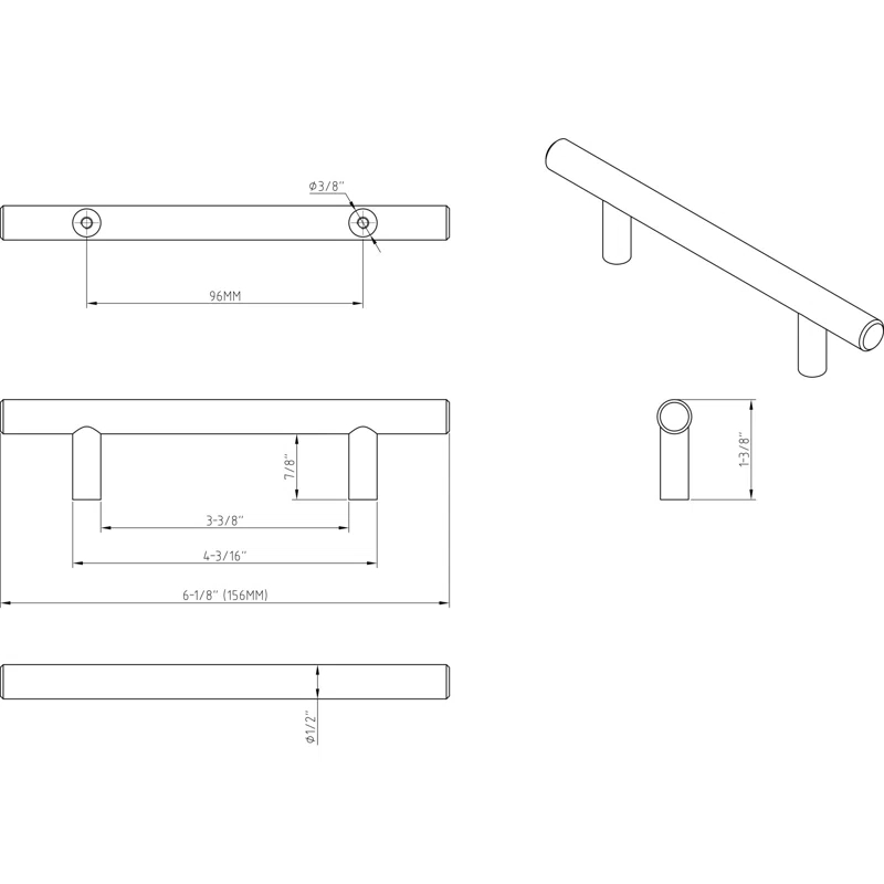 Elements by Hardware Resources Naples 3 3/4" Center to Center Bar Pull (Set of 10)