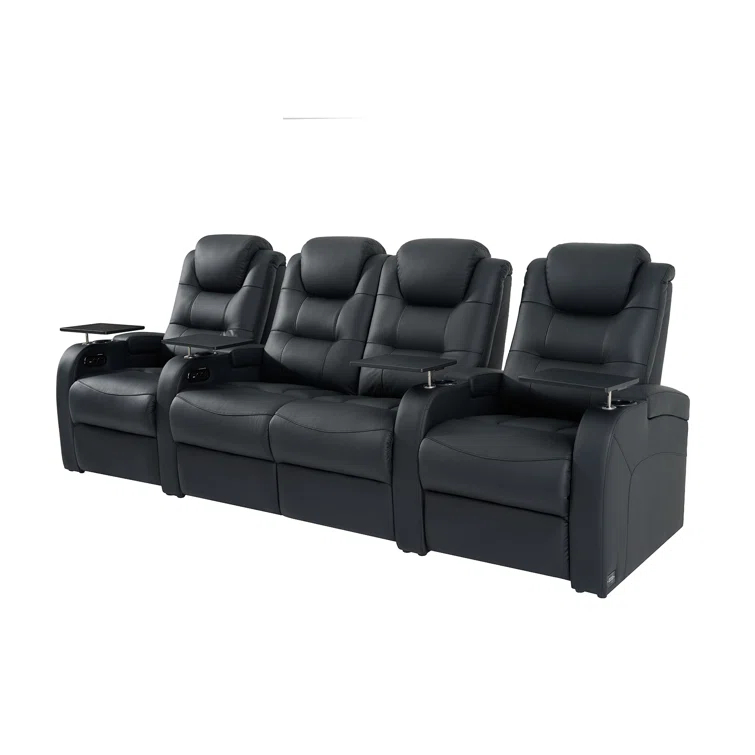 Orren Ellis Leather Home Theater Seating Dual Power Movie Theater Chairs Theater Recliner Sofa