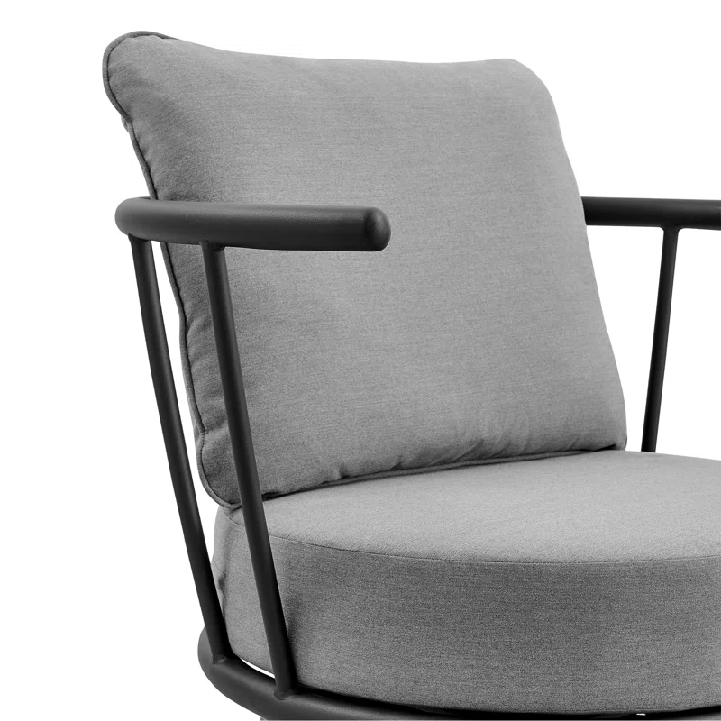 Armen Living Giotto Wicker And Aluminum Outdoor Chair In Black And Dark Gray