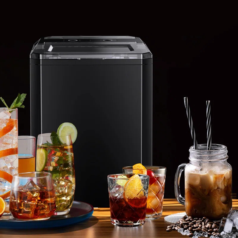 ColorLife 26lbs Countertop Bullet-Shape Ice Maker, 9 Cubes Make in 6 Mins, 2 Sizes of Bullet Ice