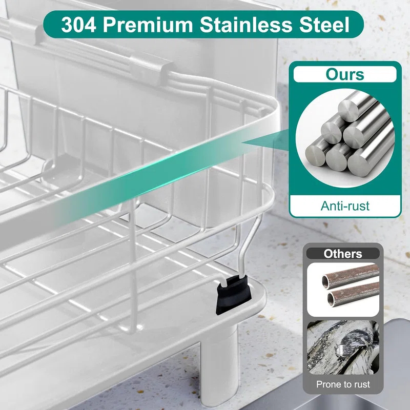 Fabhob Dish Drying Rack for Kitchen Counter,Space-Saving Dish Rack with Drainboard