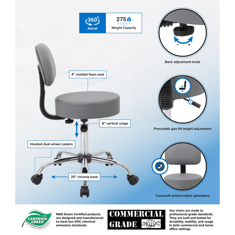 Boss Office Products Vinyl Drafting Chair
