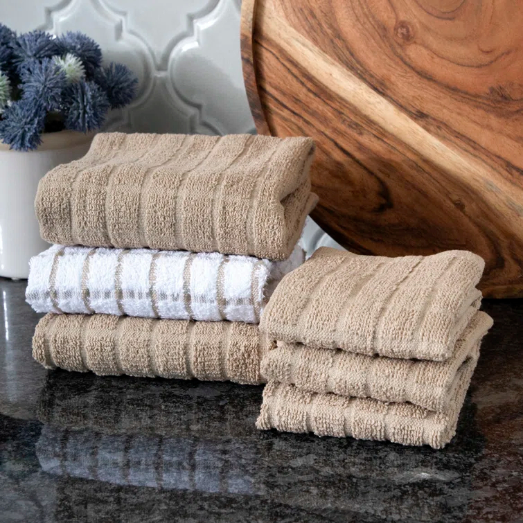 RITZ Cotton Plaid Kitchen Towel Linen Set (Set of 6)