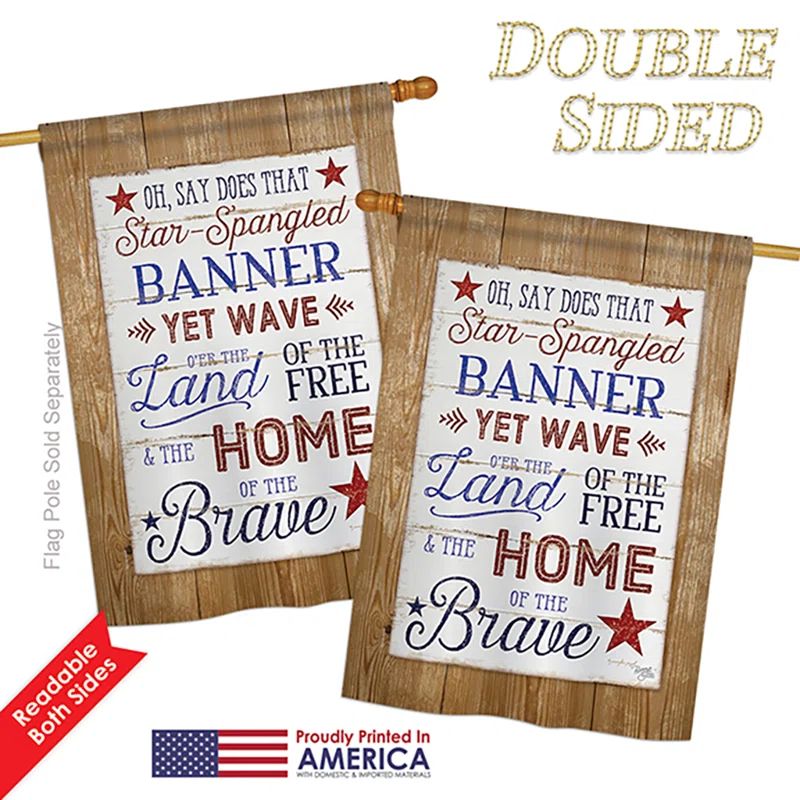 Breeze Decor Double Sided 40'' H x 28'' W Polyester Independence Day House Flag