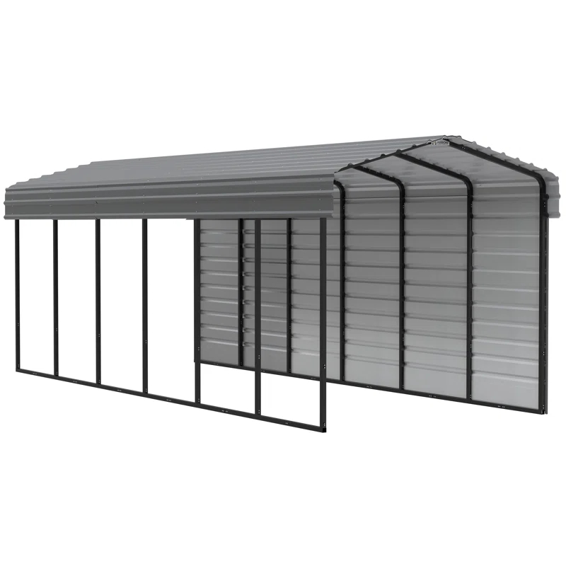 Arrow Arrow Steel Carport with 1 Side Wall Kit, 10x29x09