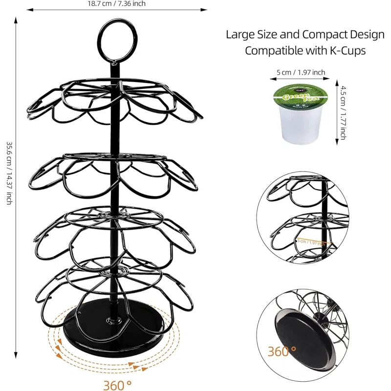 Anadea Carousel Holder and Organizer for 36 Pods - Spins 360 Degrees, Detachable